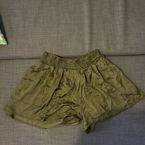 Olive Smocked Waist Shorts
